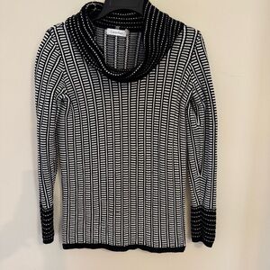 Calvin Klein Black & White Cowl Neck Cotton Knit Sweater Women’s XS